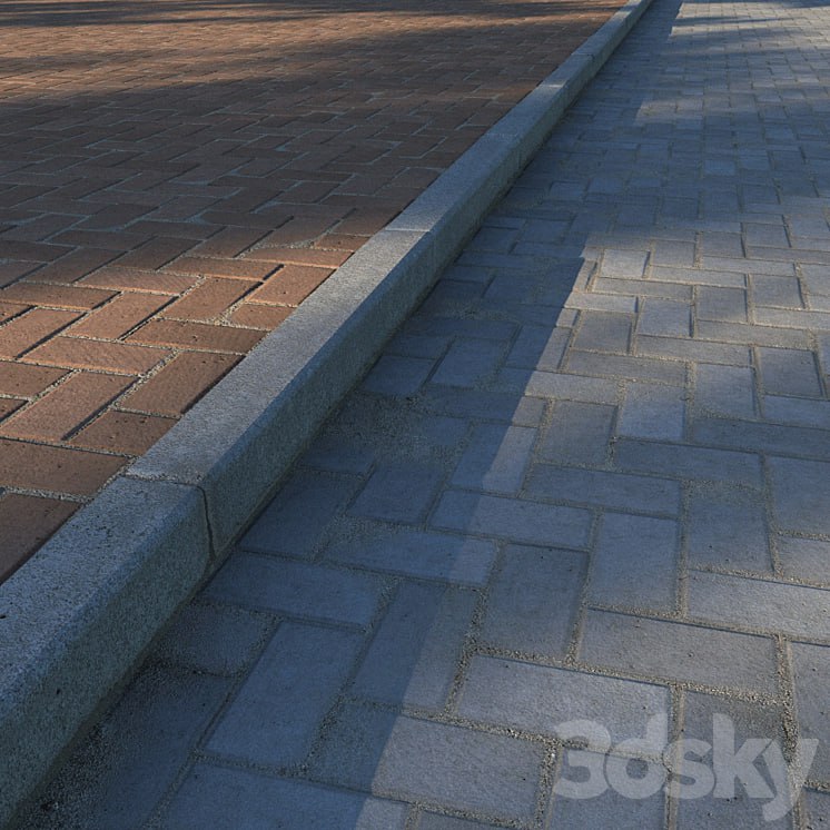Paving slabs and curb (curb)