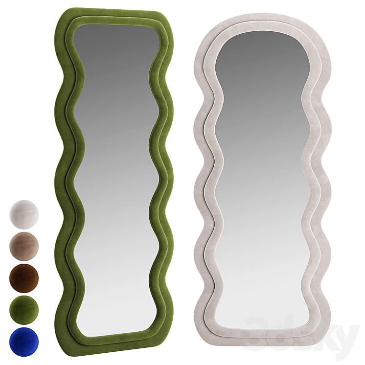 Plush Waves Floor Mirror