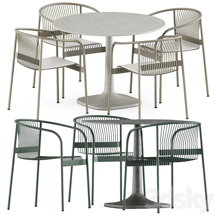 Velit chair by Plank and Fiore Outdoor table by Bebitalia