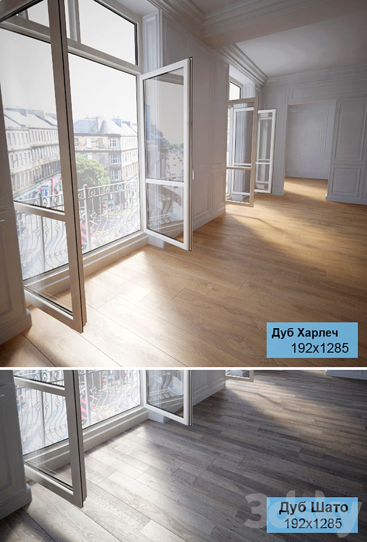 2 types of parquet: Oak Harlech, Chateau Oak