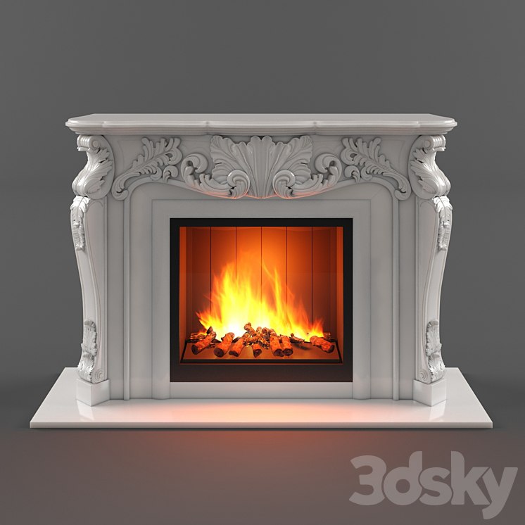 Marble fireplace carved classic