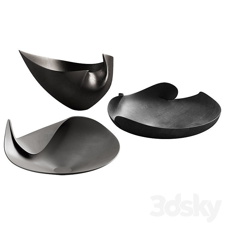 366 decorative vases and pots 04 deformed folded relief vase 03