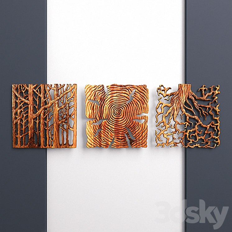«Wooden Triptych Wall Panel»