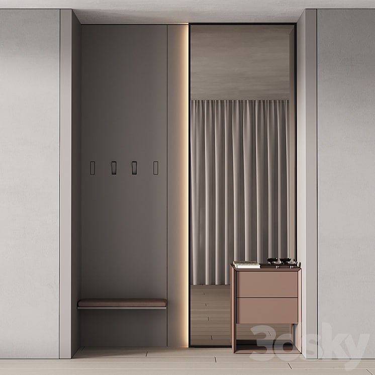 246 hallway zone 08 minimal hall with big stand mirror 01