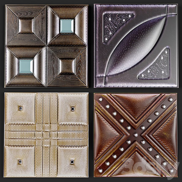Decorative leather 3D panel