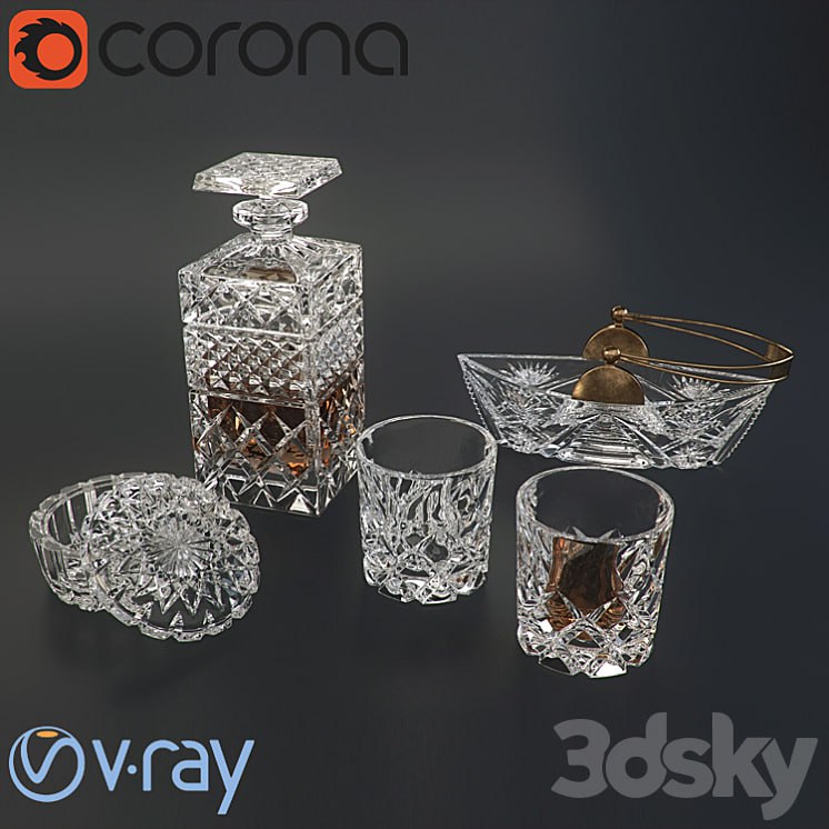 A set of crystal glassware