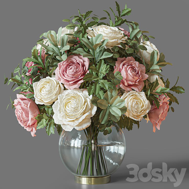 Flower Set 049 pink and white rose