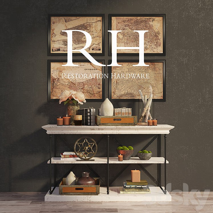 RH PARISIAN CORNICE CONSOLE and DECOR