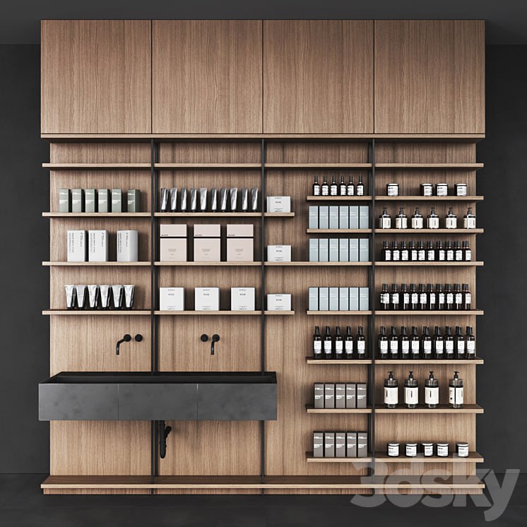 Cosmetic set wooden shelving