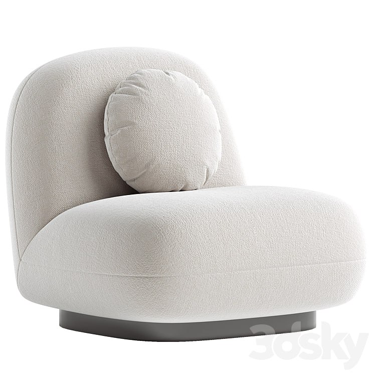 Upholstered Armchair In White Boucle - Black Legs - Larry