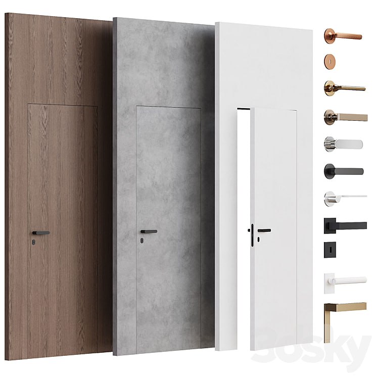 Flush-mounted doors with fittings