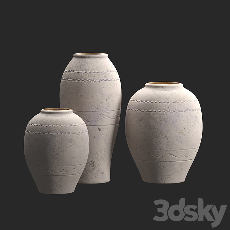 Artisan Hand Painted Terracotta Blue Vases