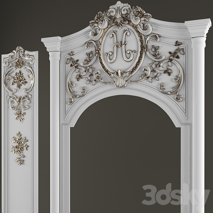 Molded panels with the effect of gold patina