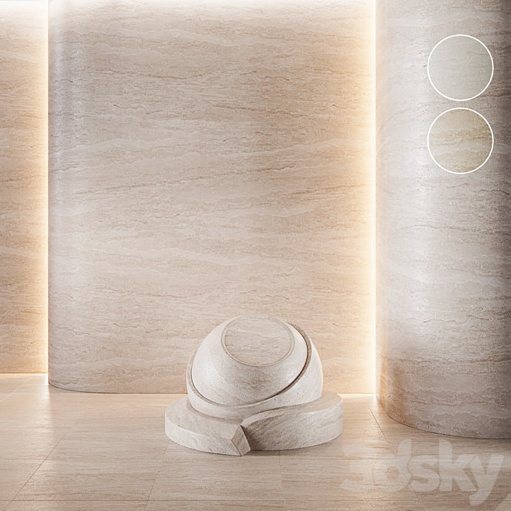 Travertine stone set (seamless) | 02
