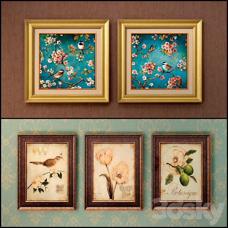 The picture in the frame: 13 pieces (collection 62) Birds