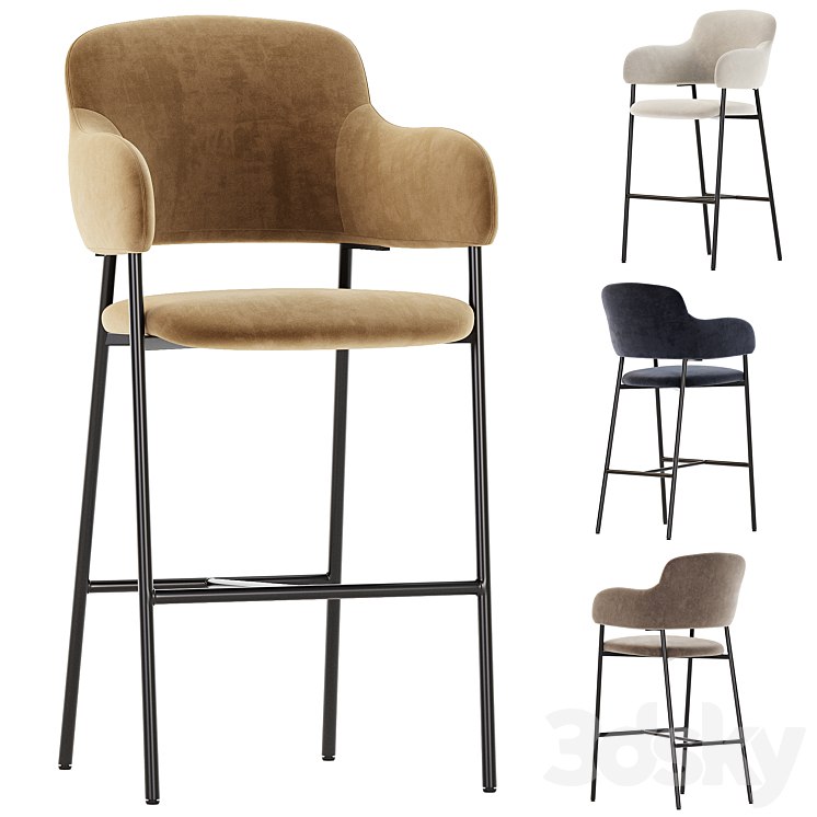Chair Livorno semi-bar beige velvet