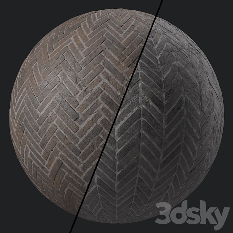 Pavement Materials 46- HerringBone Stone Paving | Sbsar Pbr 4k Seamless