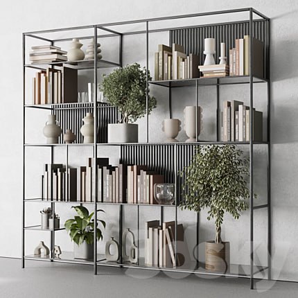 Metal Shelves Decorative With Book and plants - Metal Rack 17
