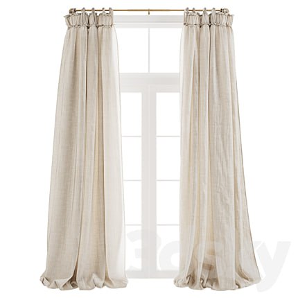 Balloon Drapery Linen Light Natural Curtains