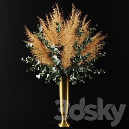 Bouquet of pampas grass and eucalyptus branches