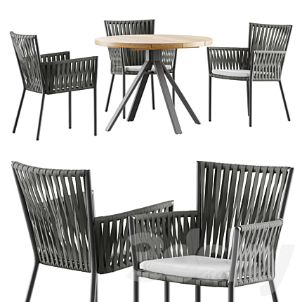 Outdoor garden wicker woven dining set Skyline design Bowline patio