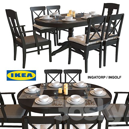 Table and chairs IKEA INGATORP / INGOLF