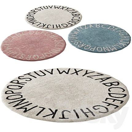 389 washable rug ABC natural black by Lorena Canals carpet kit for kids