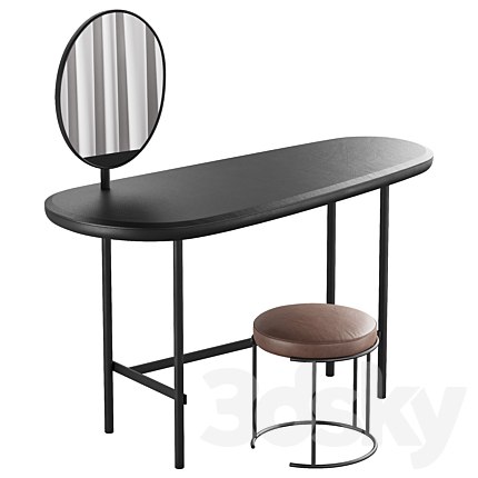 326 Vanity Desk 03 Pebble Desk with Nina pouf by Living Divani
