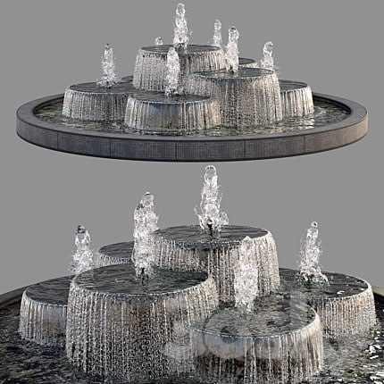 Circular Pond with Fountains