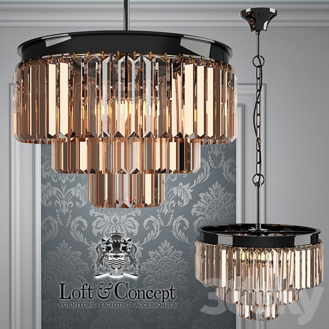 Люстра RH 1920s Odeon Smoke Glass Fringe Chandelier - 3 rings