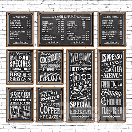 Cafe chalk boards