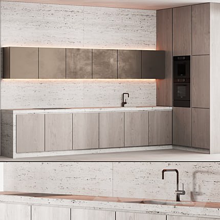 190 modern kitchen 10 japandi wood bronze travertine 00