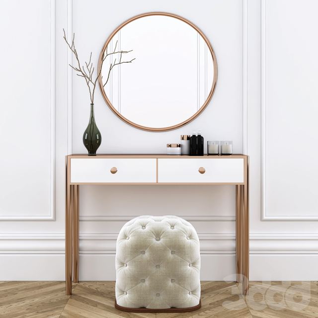 Dressing table with pouf