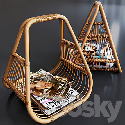 journals set and wicker stand made of natural rattan