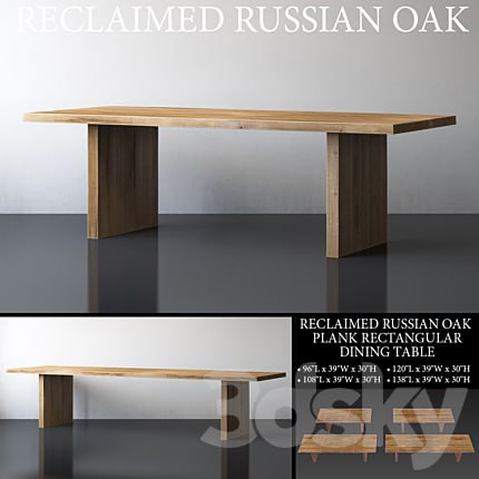 RECLAIMED RUSSIAN OAK PLANK RECTANGULAR DINING TABLE Large