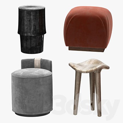 pouf, table and stool