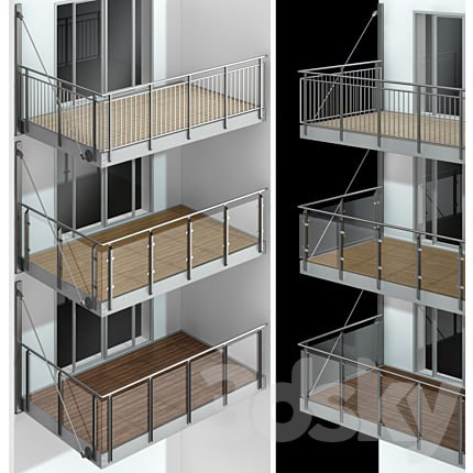 Metal balcony / Metal balcony (3 types of cantilever balconies)