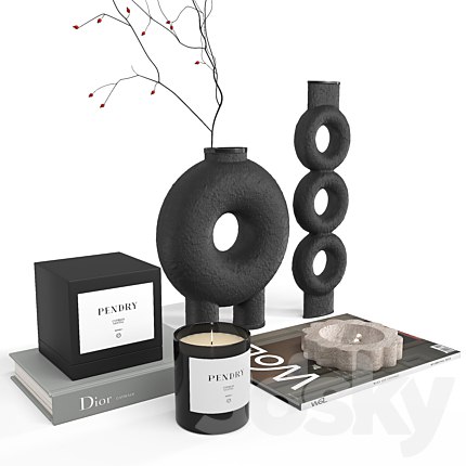 452 Decor Set Corner Design 086 Minimalistic Accessories Trays Vases