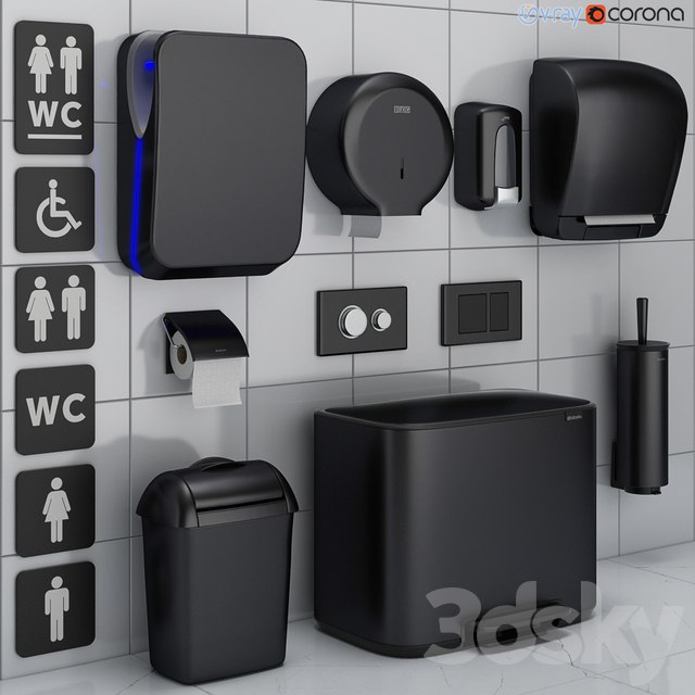 Bathroom accessories set 72 black (Jofel, Brabantia, Satino Black, BXG, Katrin, Viega) , , , , , , , , , , , , , , , , , ,