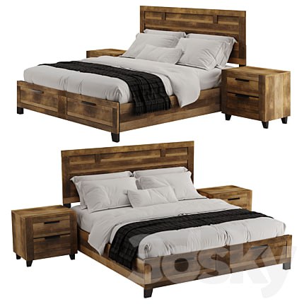 Morales Rustic Wood Bed
