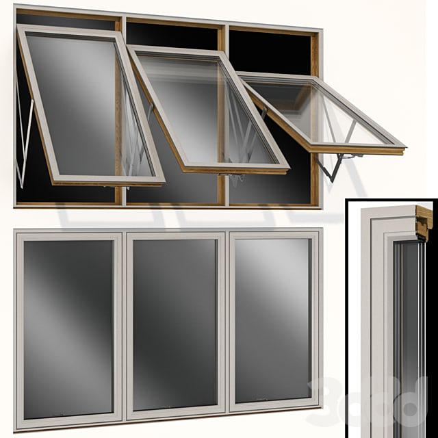Top swing hinged wooden metal window