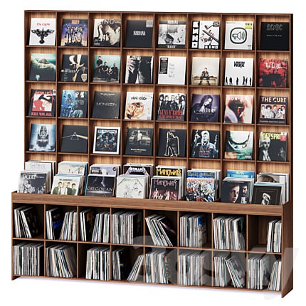 Rack with vinyl records for home or store