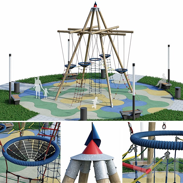 Children's play rope complex. Playground