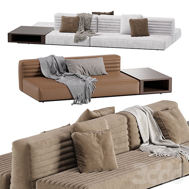 Minotti Roger Modular Sofa 2 Version / Leather & Velvet