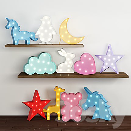 set of children's lamps