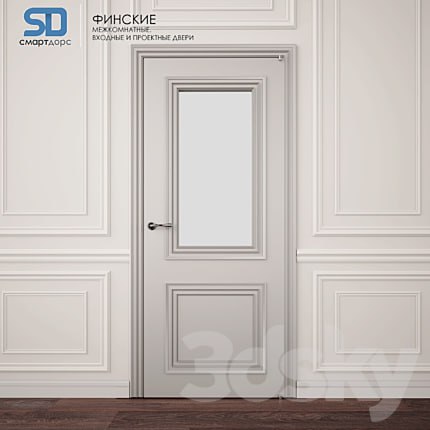 Finnish doors (with glass) with wall decor