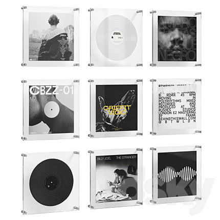 Vinyl records in glass frames_Black