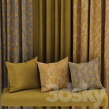 set of fabric materials in yellow tones