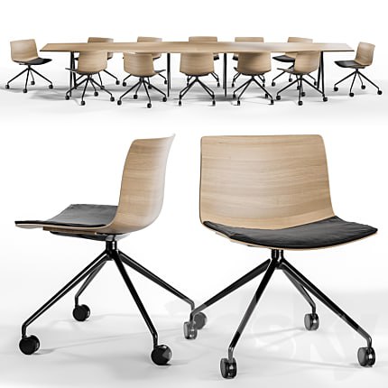 Arper Catifa 53 Trestle Fixed and Meety Wood Table cabinet