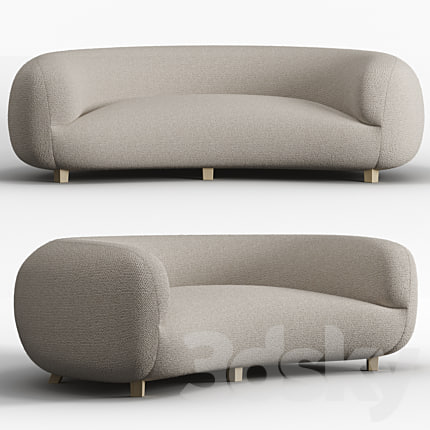 Gorgeous Large Three-Seat Danish Curved Sofa